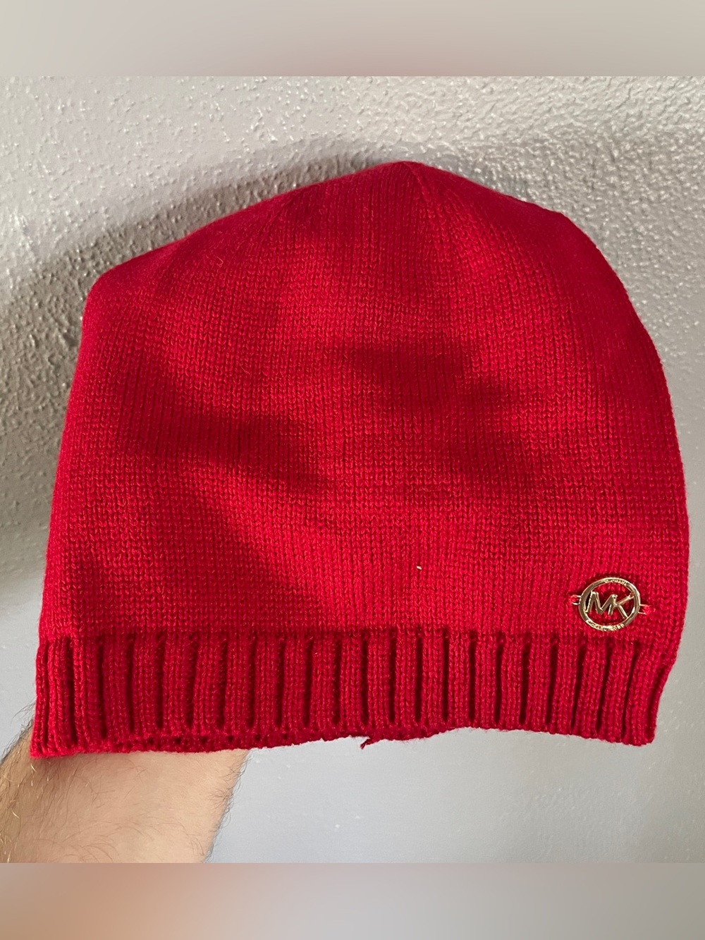 Michael Kors Red Knit Beanie Hat
